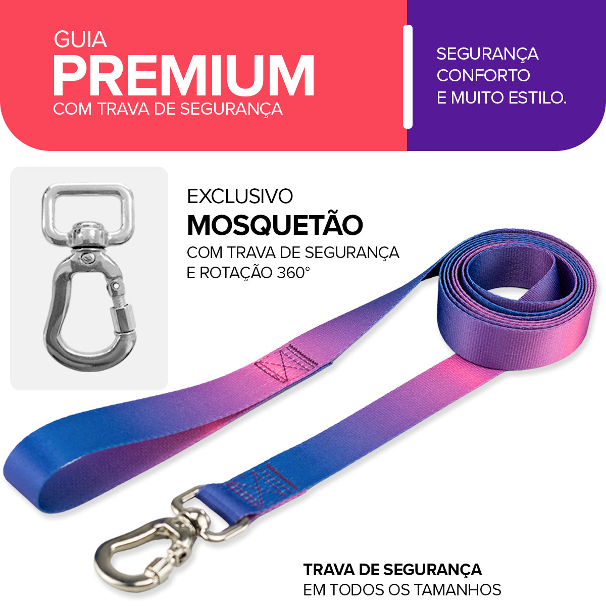 Guia Longa 2 Metros para Cachorros Lily Basic Pet