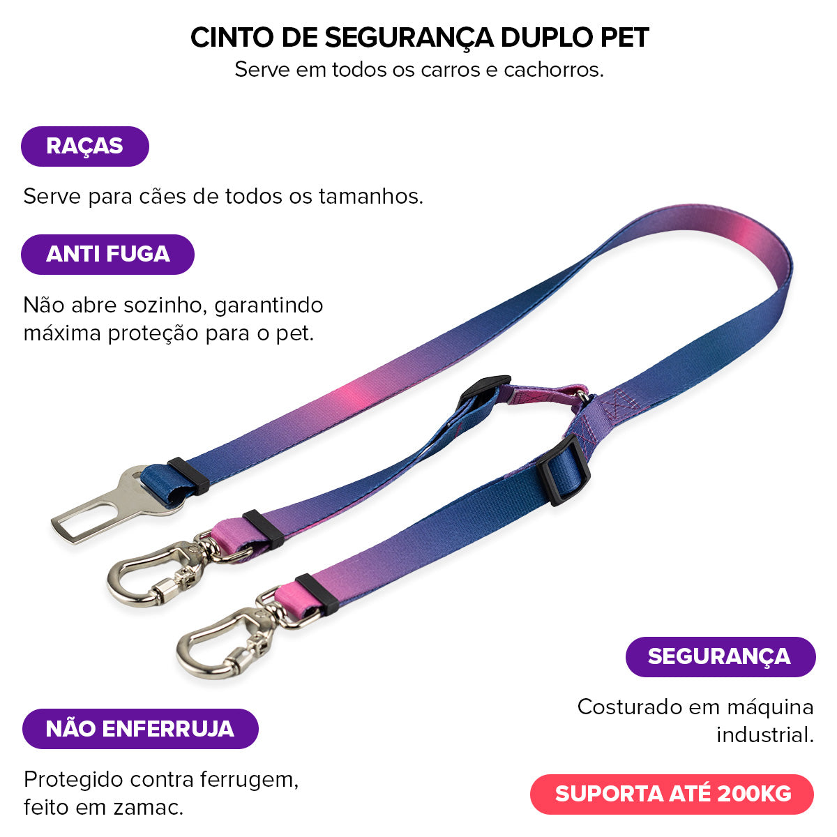 Cinto de Segurança Duplo Lily Basic Pet