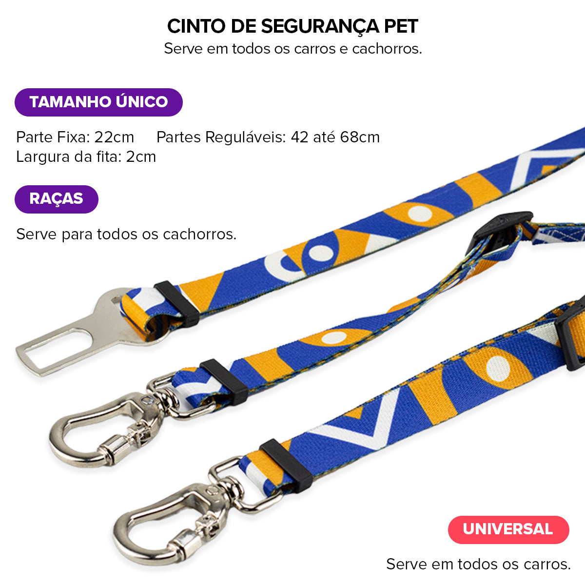 Cinto de Segurança Duplo Moss Basic Pet