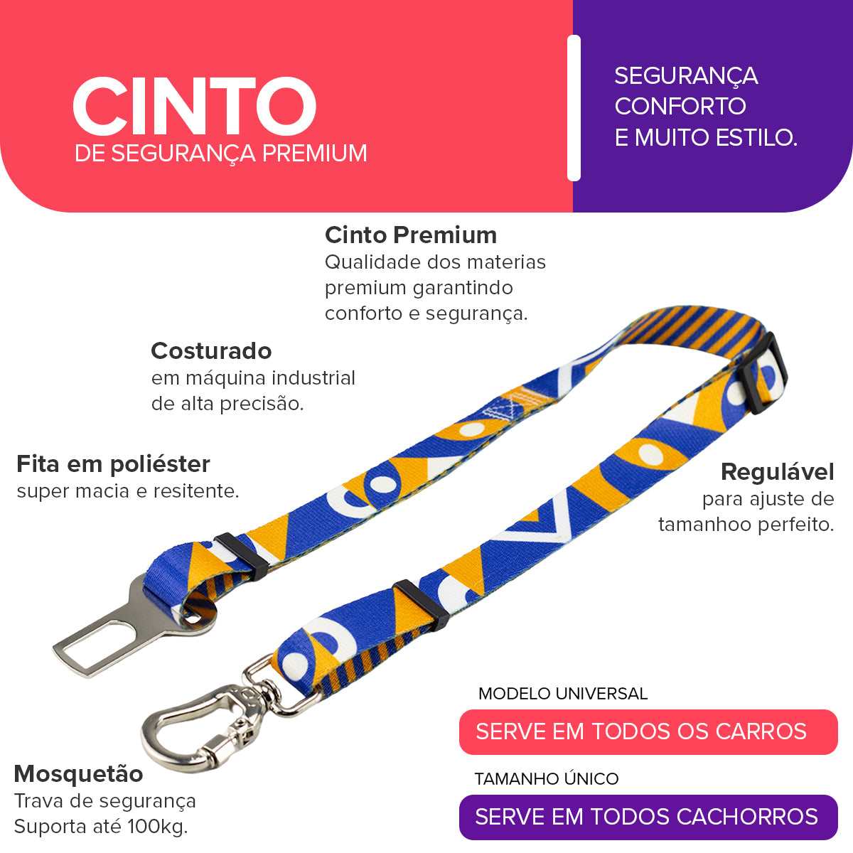 Cinto de Segurança Pet Moss Basic Pet