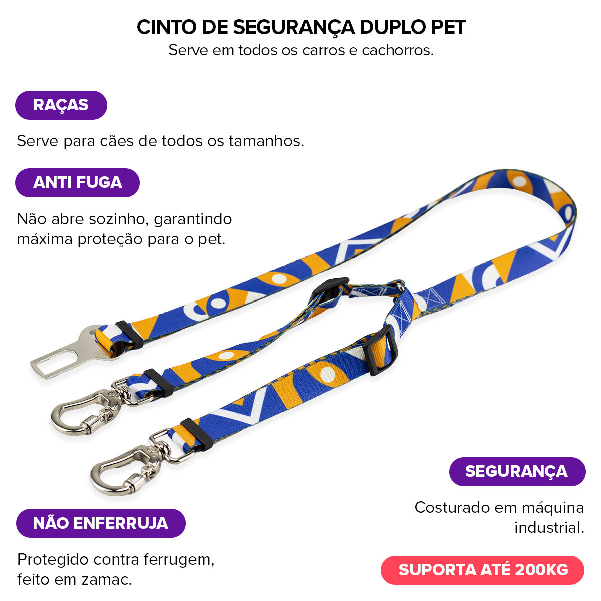 Cinto de Segurança Duplo Moss Basic Pet