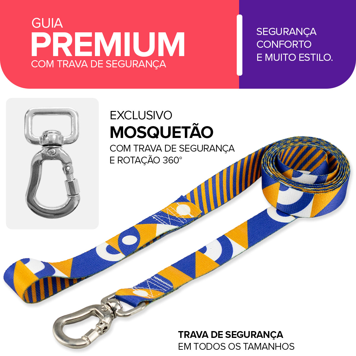 Guia Longa 2 Metros para Cachorros Moss Basic Pet