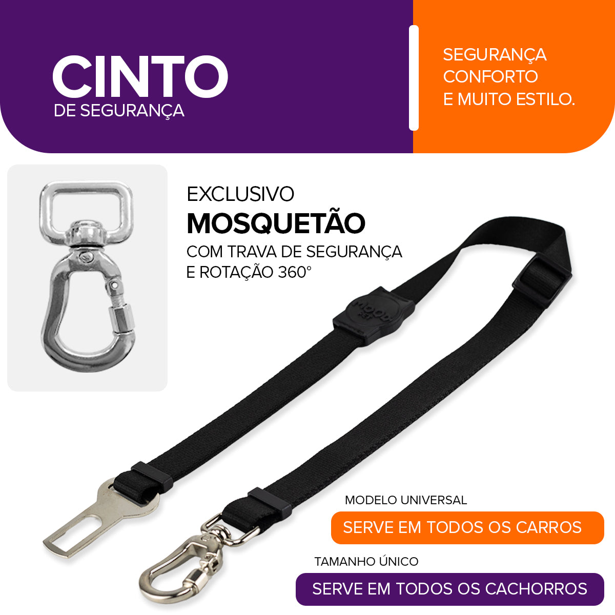 Cinto de Segurança Pet Black Mood Pet