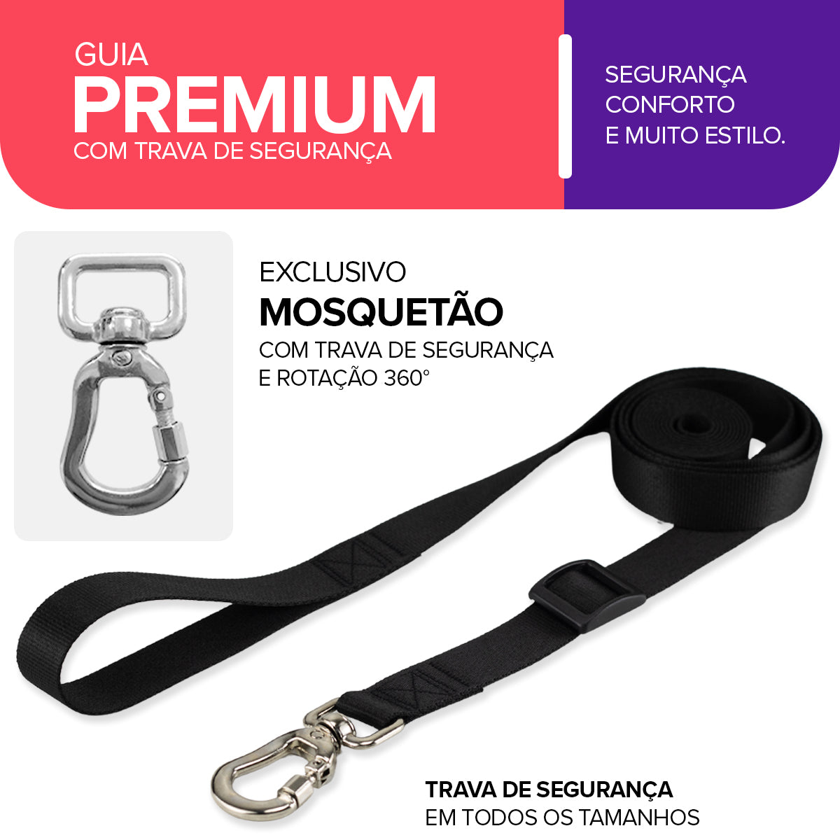Guia Retrátil para Cachorros Preto Basic Pet
