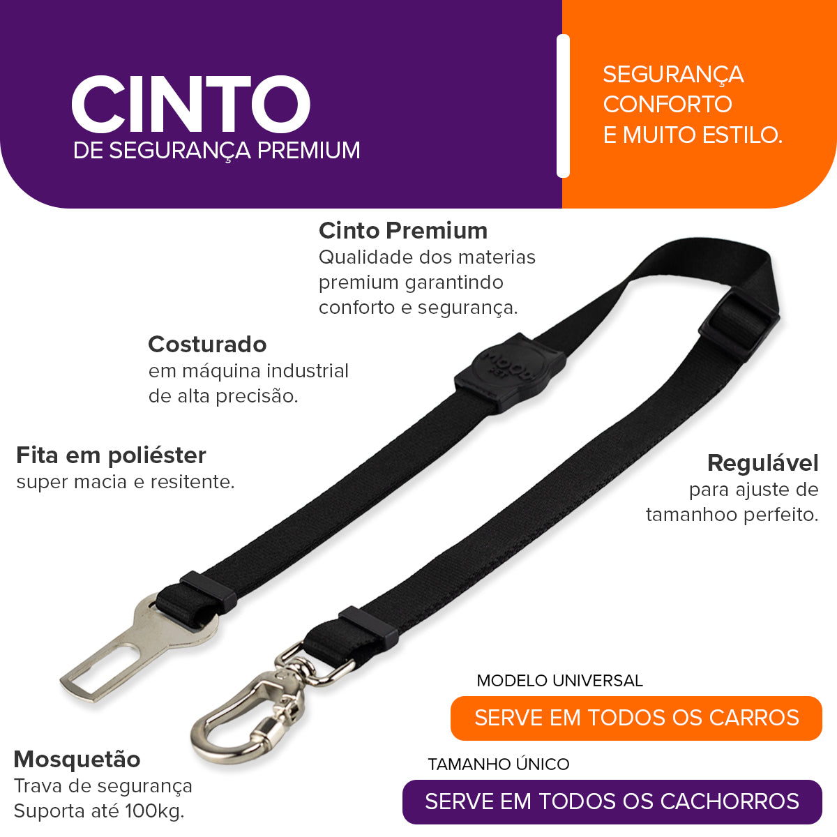Cinto de Segurança Pet Black Mood Pet
