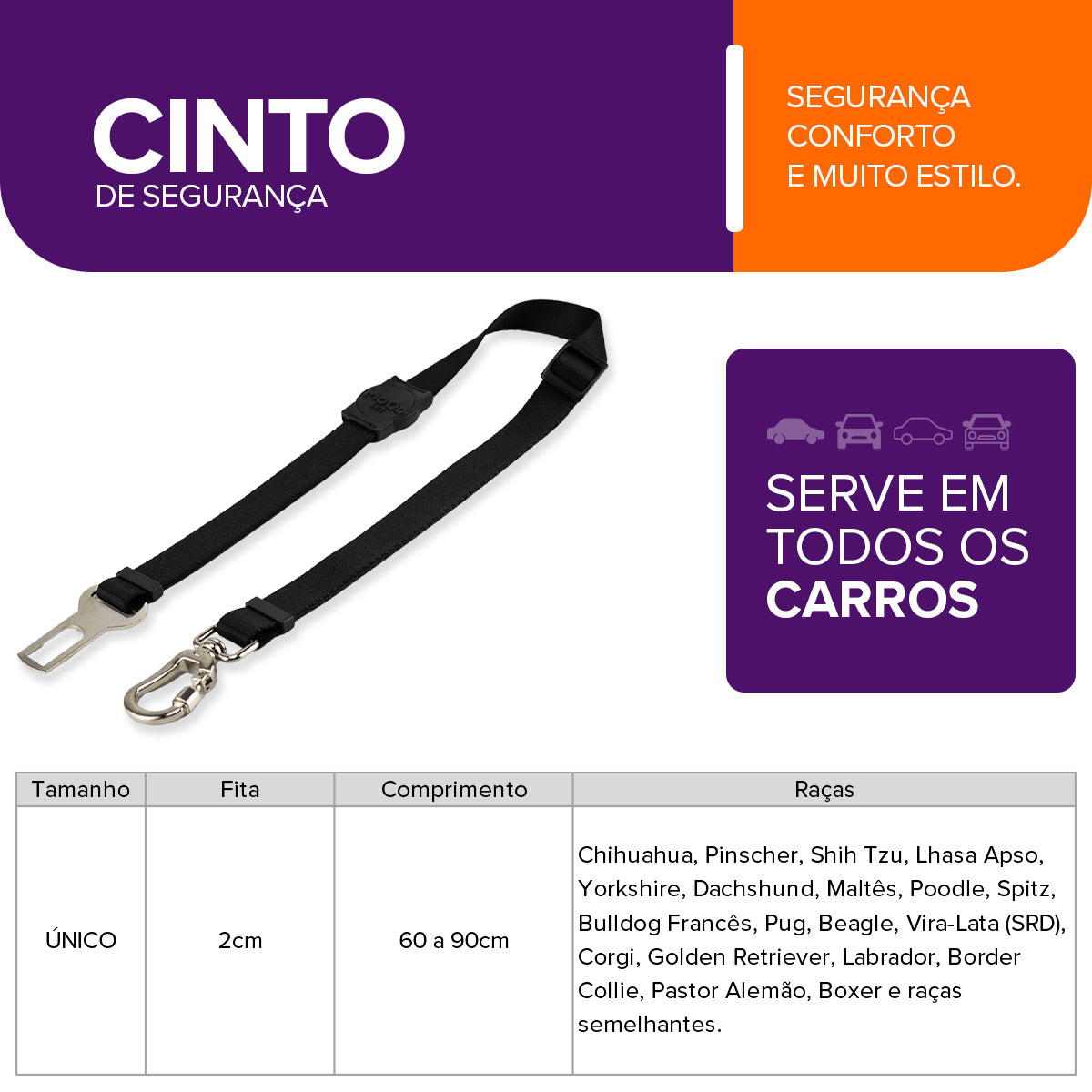 Cinto de Segurança Pet Black Mood Pet