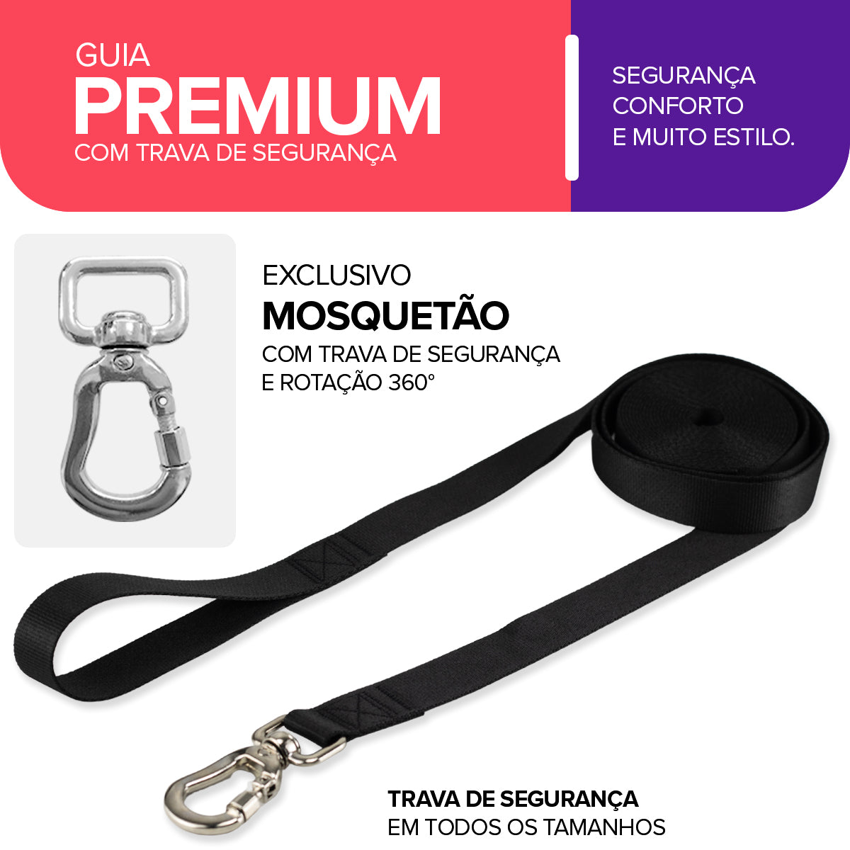Guia Longa 10 Metros para Cachorros Preto Basic Pet