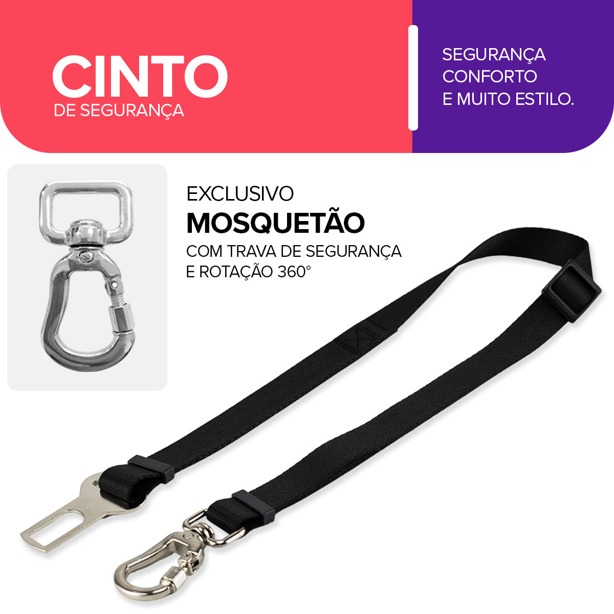 Cinto de Segurança Pet Preto Basic Pet