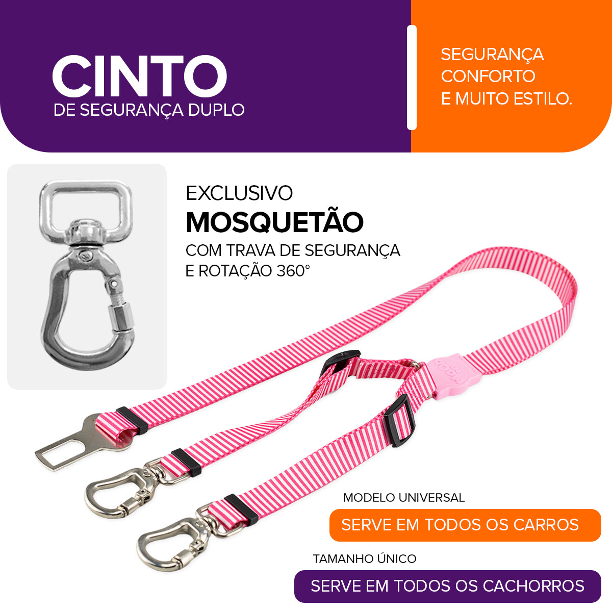 Cinto de Segurança Duplo Queens Mood Pet