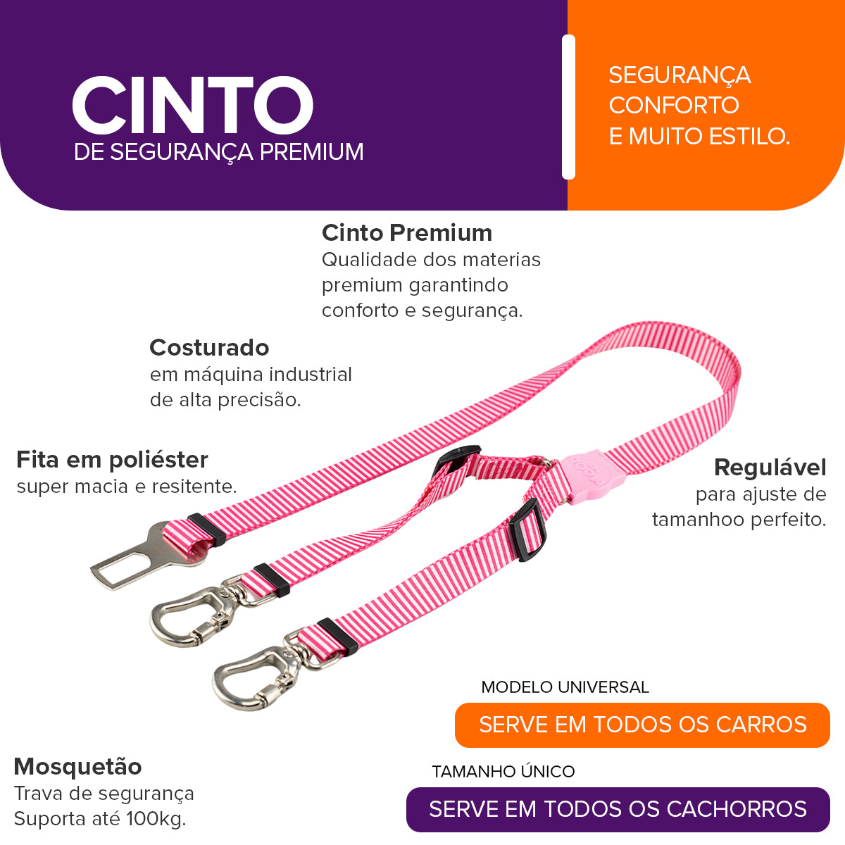 Cinto de Segurança Duplo Queens Mood Pet
