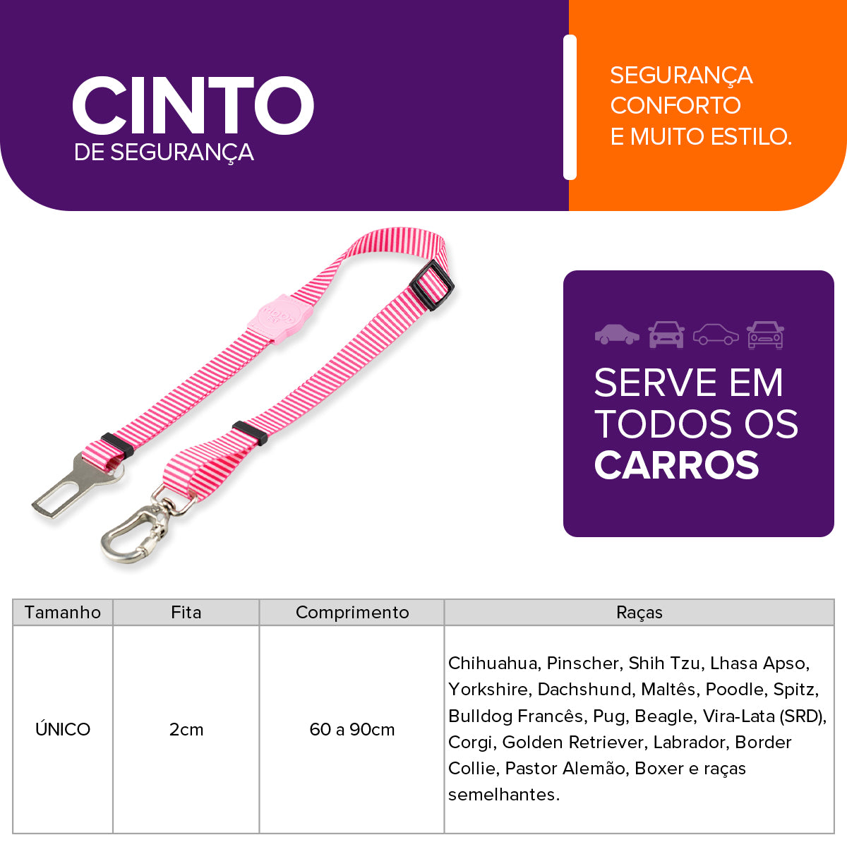 Cinto de Segurança Pet Queens Mood Pet
