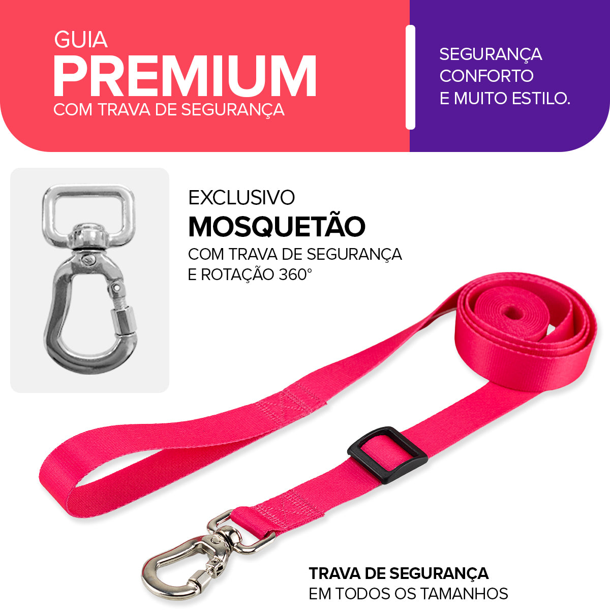 Guia Retrátil para Cachorros Rosa Basic Pet