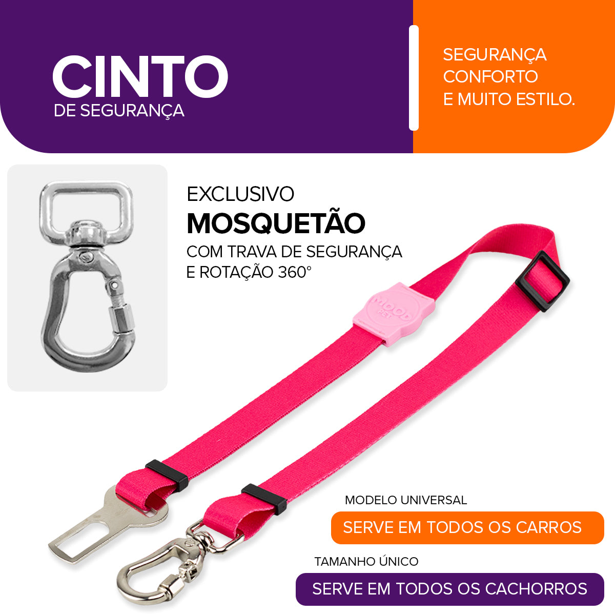 Cinto de Segurança Pet Rose Mood Pet
