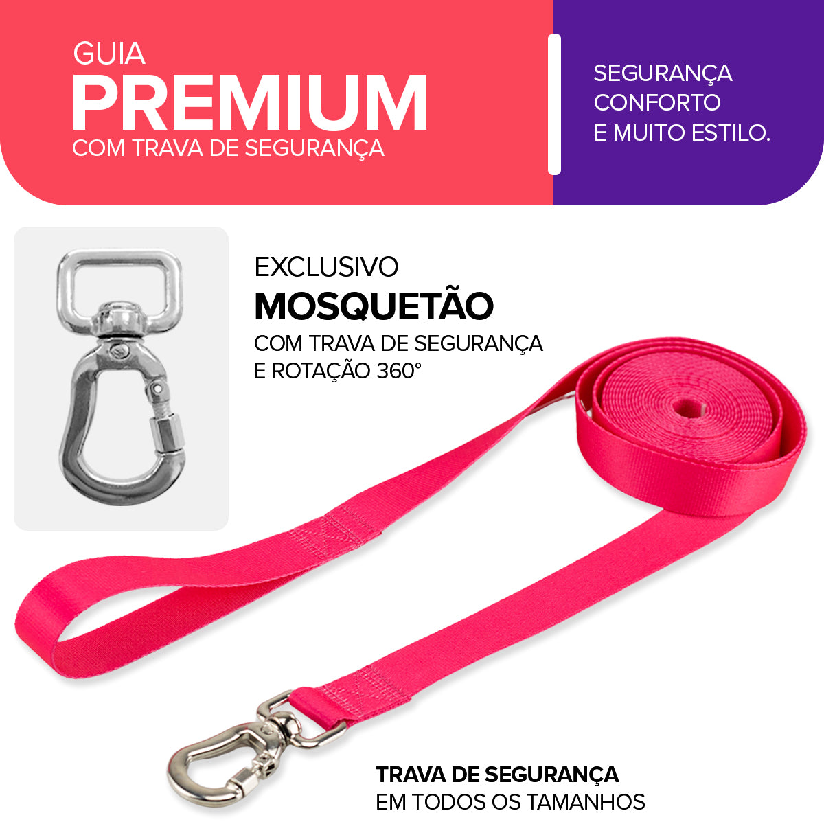 Guia Longa 10 Metros para Cachorros Rosa Basic Pet