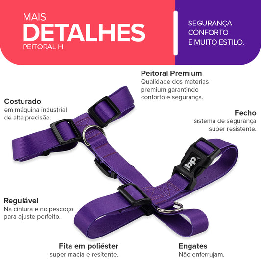 Peitoral para Cachorros H Roxo Basic Pet