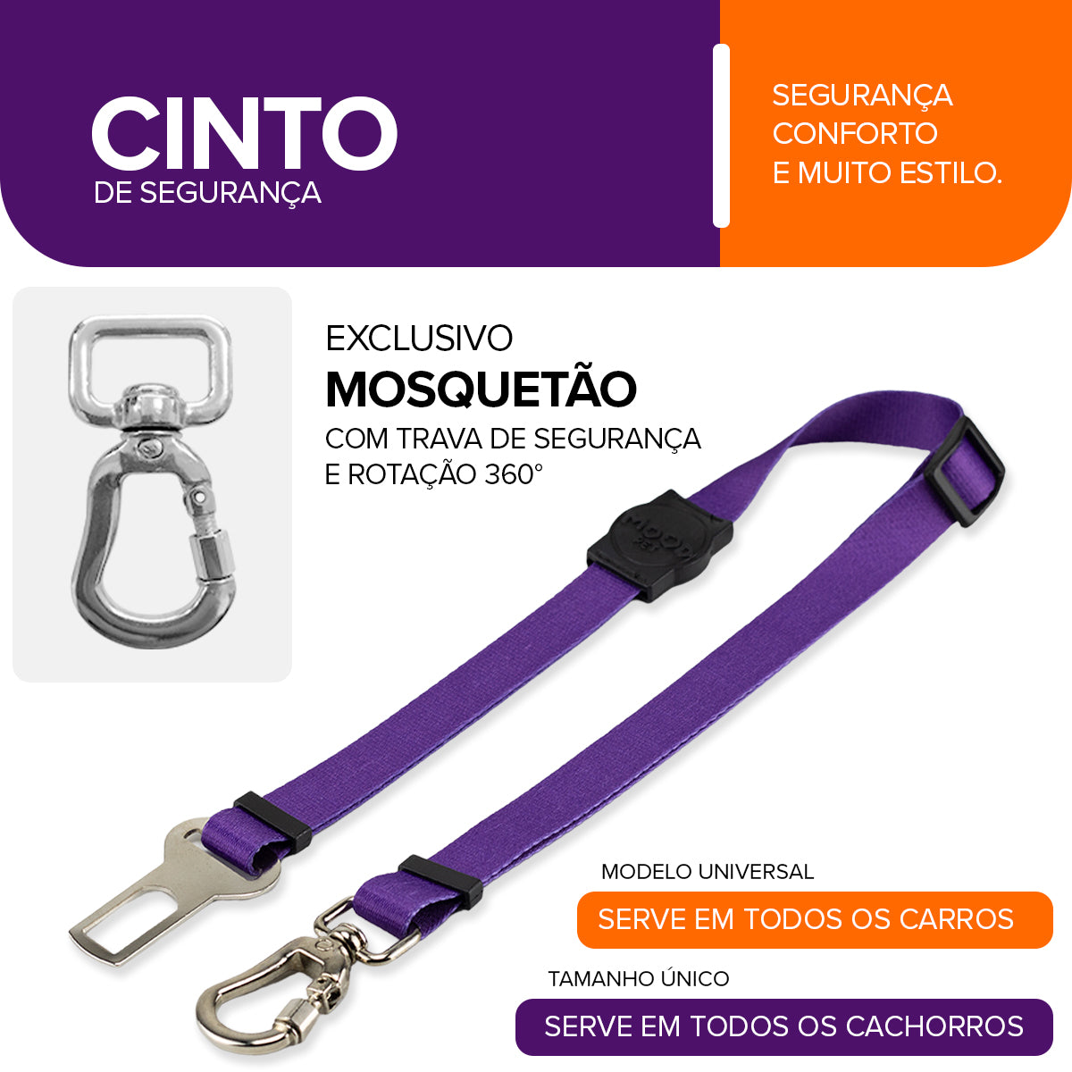 Cinto de Segurança Pet Purple Mood Pet