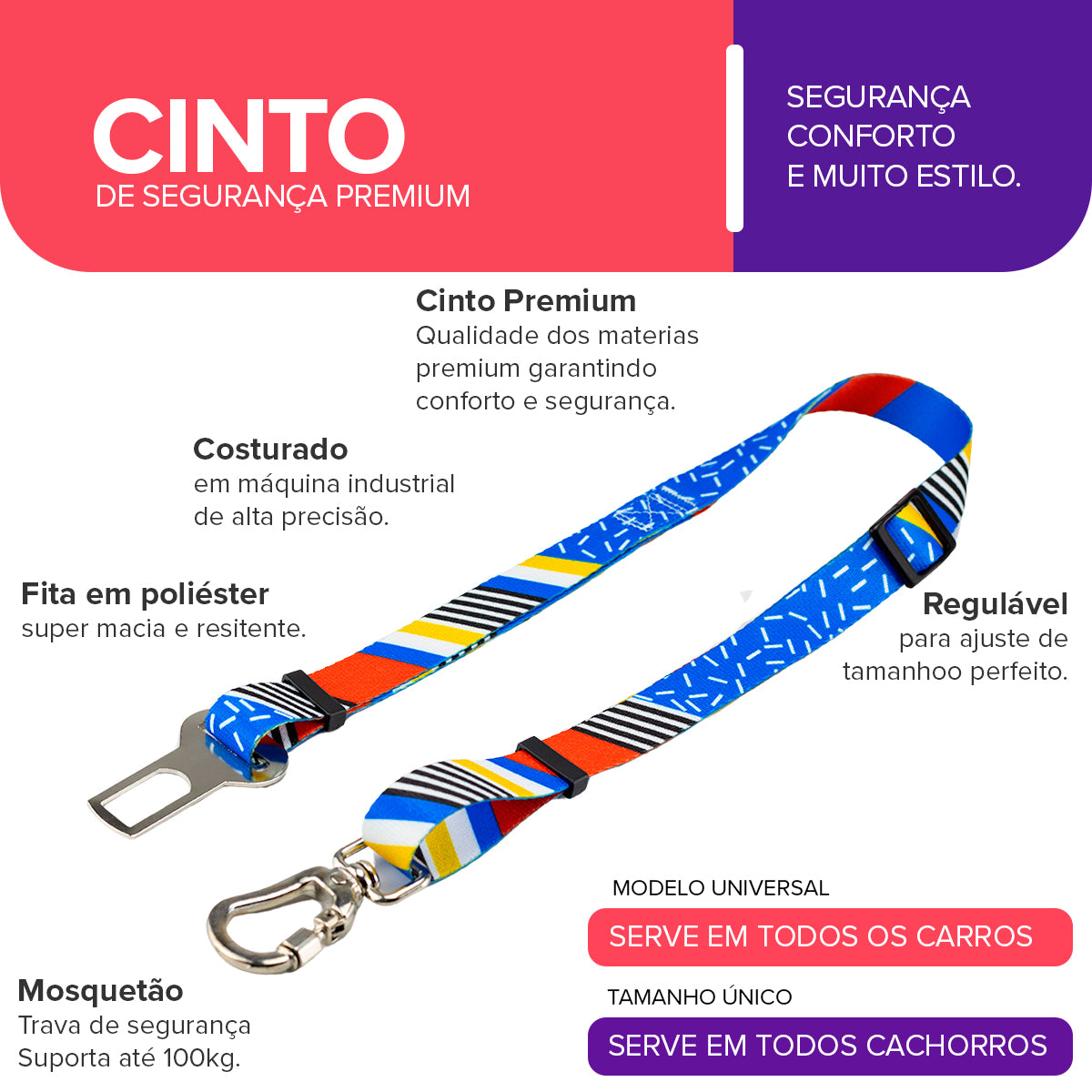 Cinto de Segurança Pet Stem Basic Pet