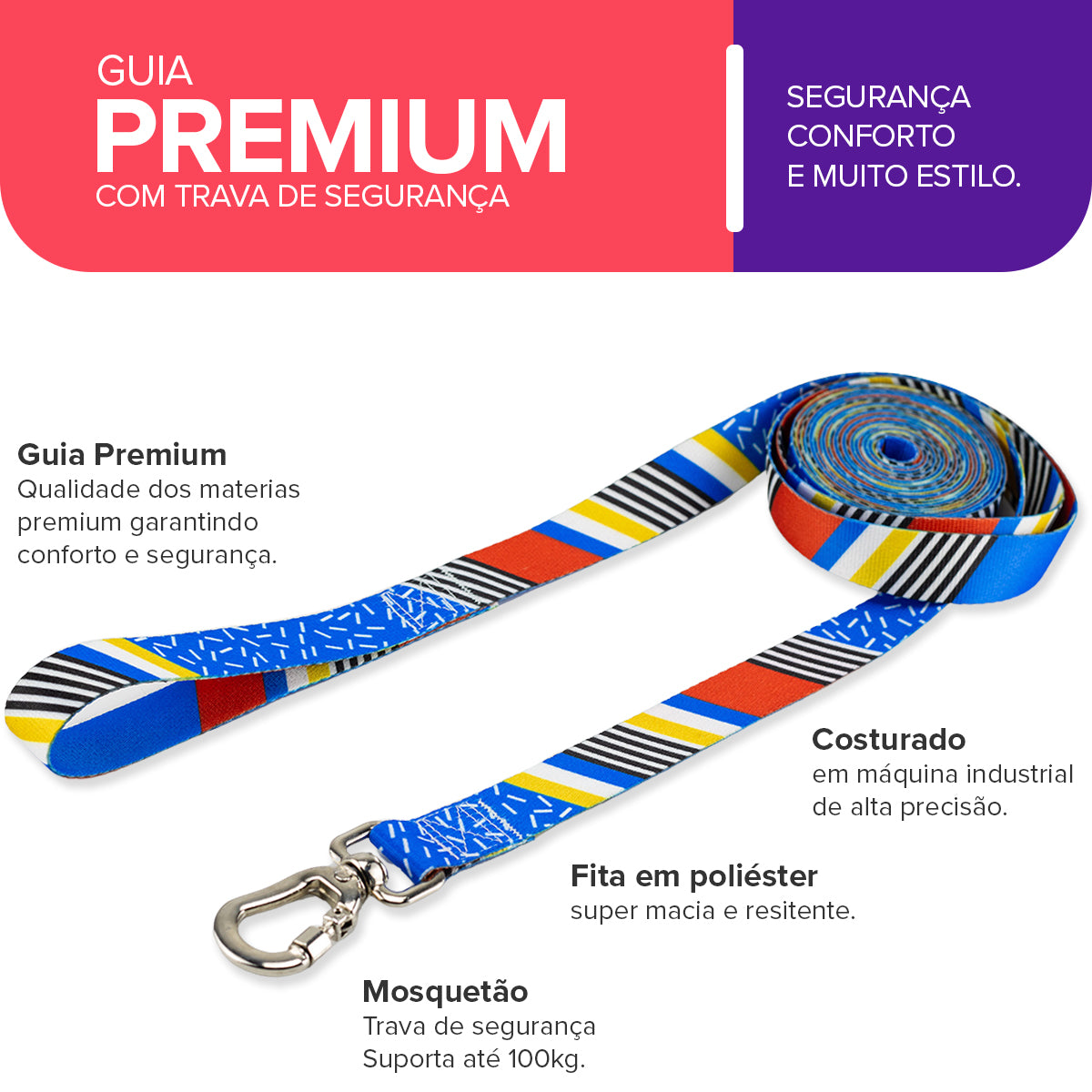 Guia Longa 10 Metros para Cachorros Stem Basic Pet