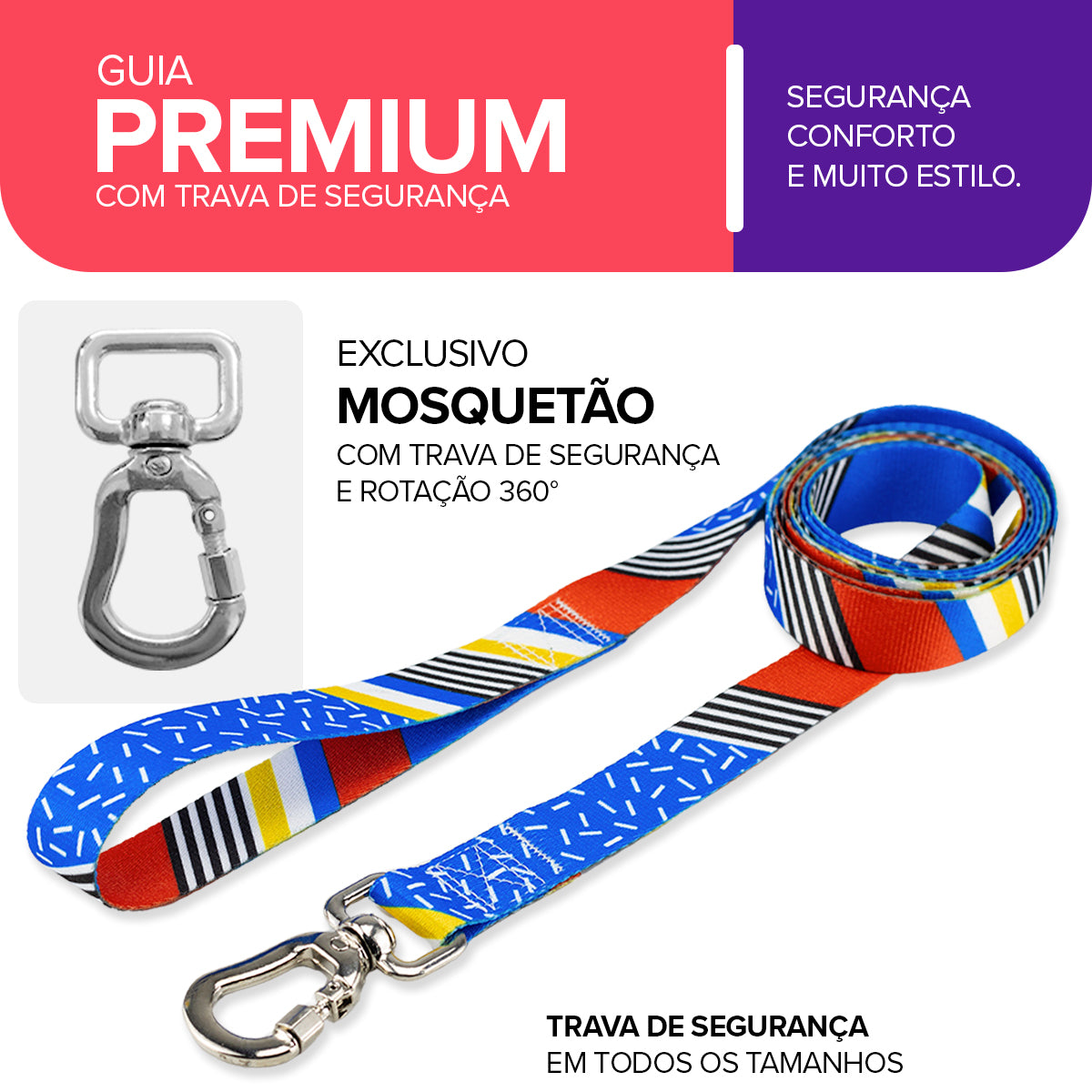 Guia Longa 2 Metros para Cachorros Stem Basic Pet