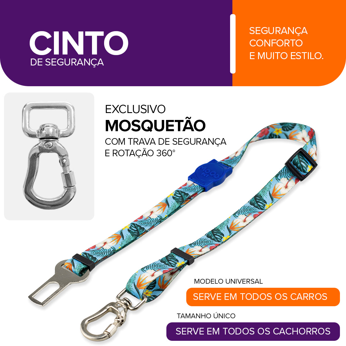 Cinto de Segurança Pet Sunny Blue Mood Pet