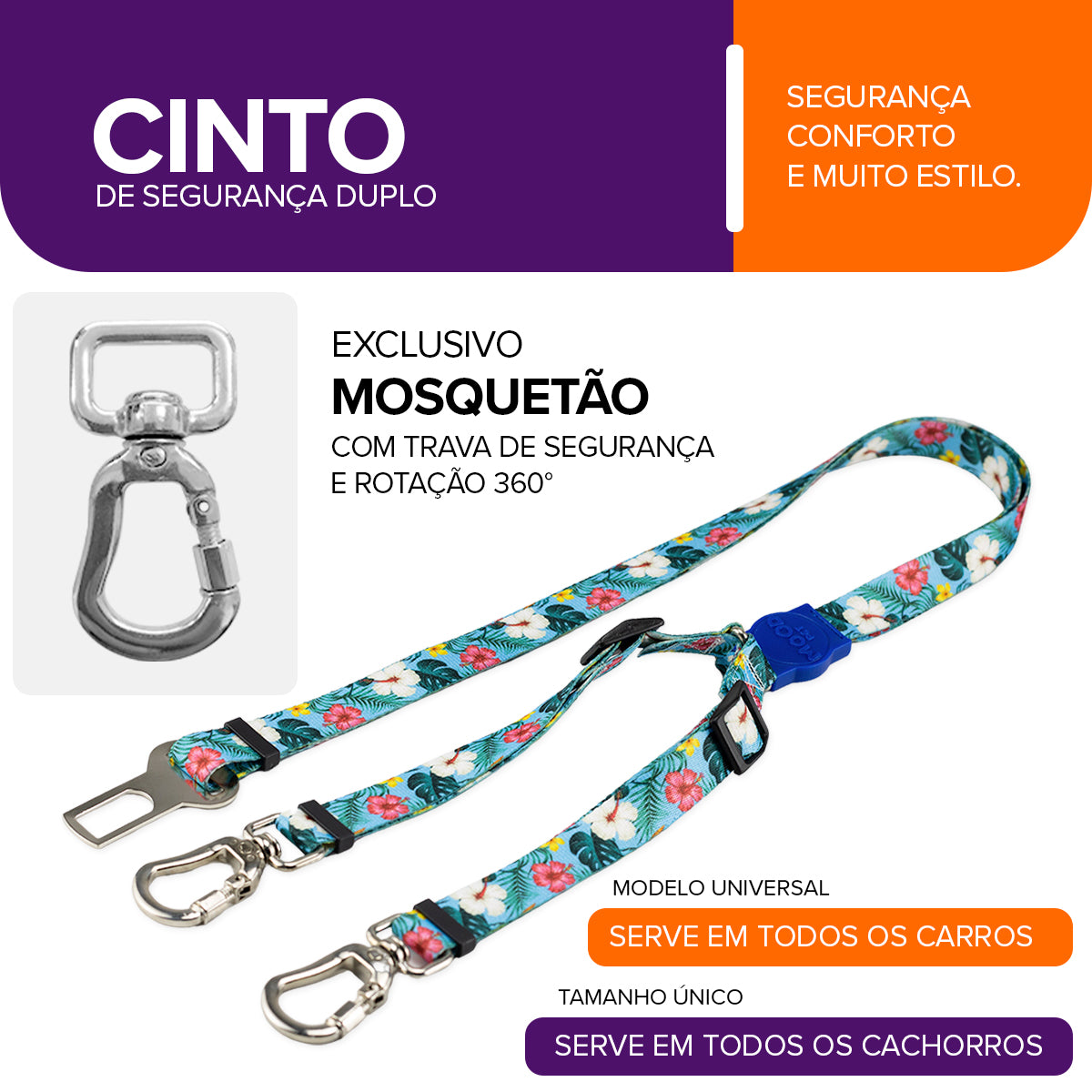 Cinto de Segurança Duplo Sunny Blue Mood Pet