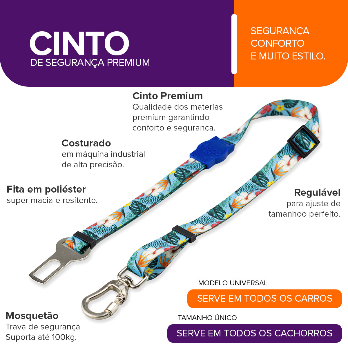 Cinto de Segurança Pet Sunny Blue Mood Pet