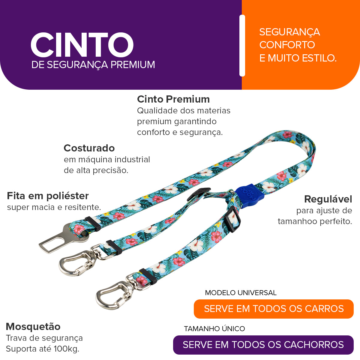 Cinto de Segurança Duplo Sunny Blue Mood Pet