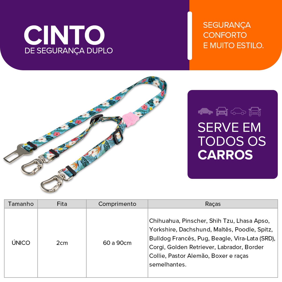 Cinto de Segurança Duplo Sunny Rose Mood Pet