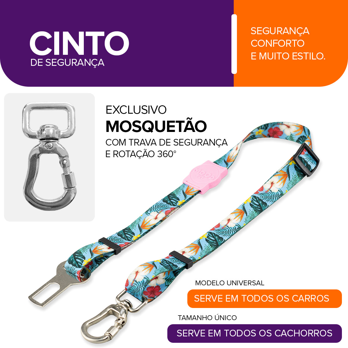 Cinto de Segurança Pet Sunny Rose Mood Pet