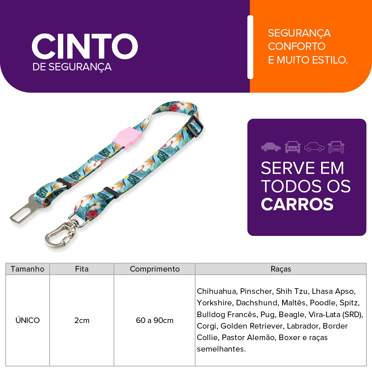 Cinto de Segurança Pet Sunny Rose Mood Pet