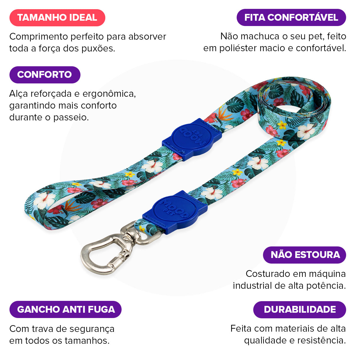 Guia Longa 2 Metros para Cachorros Sunny Blue Mood Pet