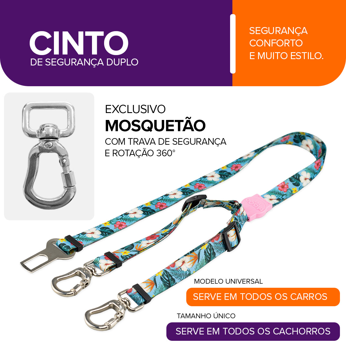 Cinto de Segurança Duplo Sunny Rose Mood Pet