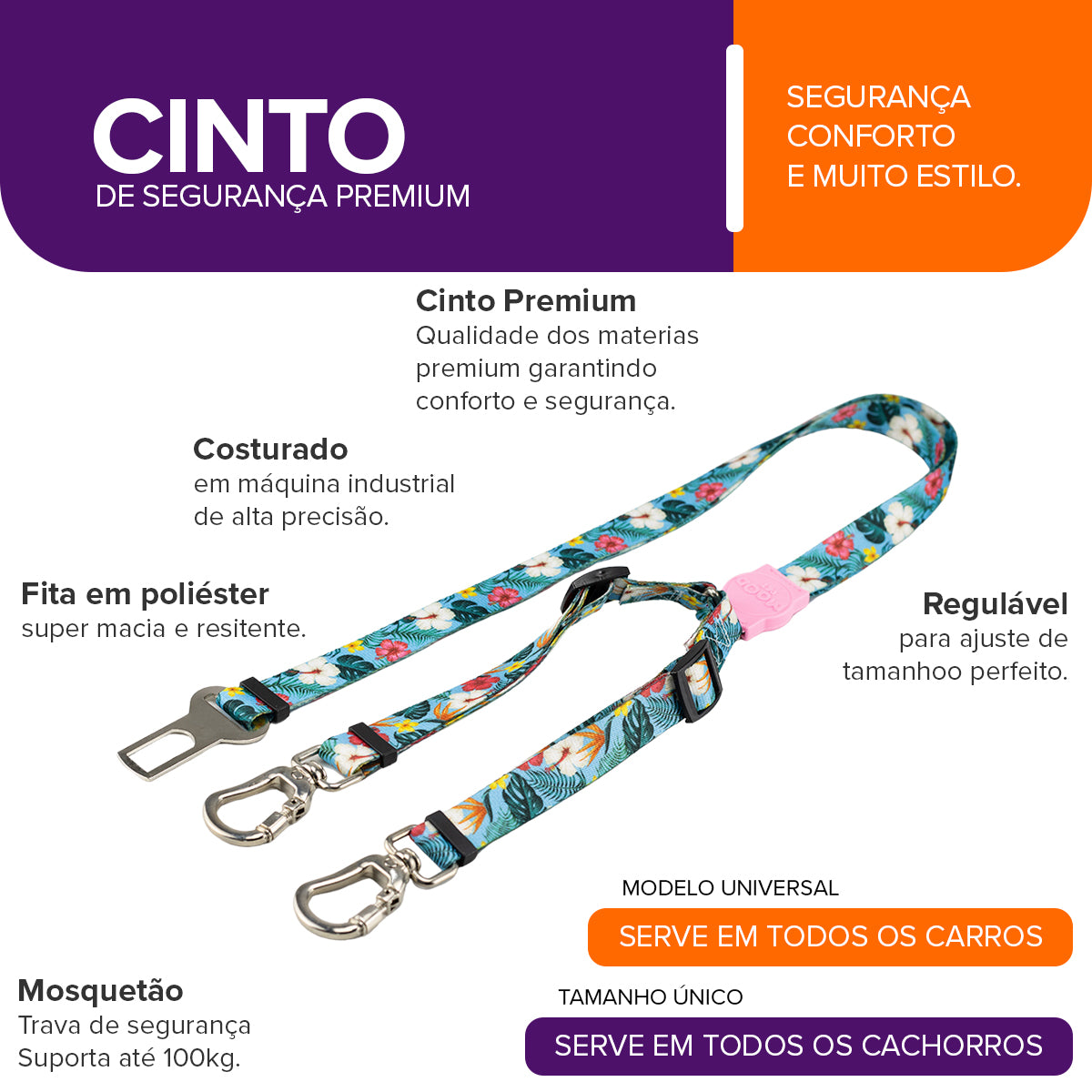 Cinto de Segurança Duplo Sunny Rose Mood Pet