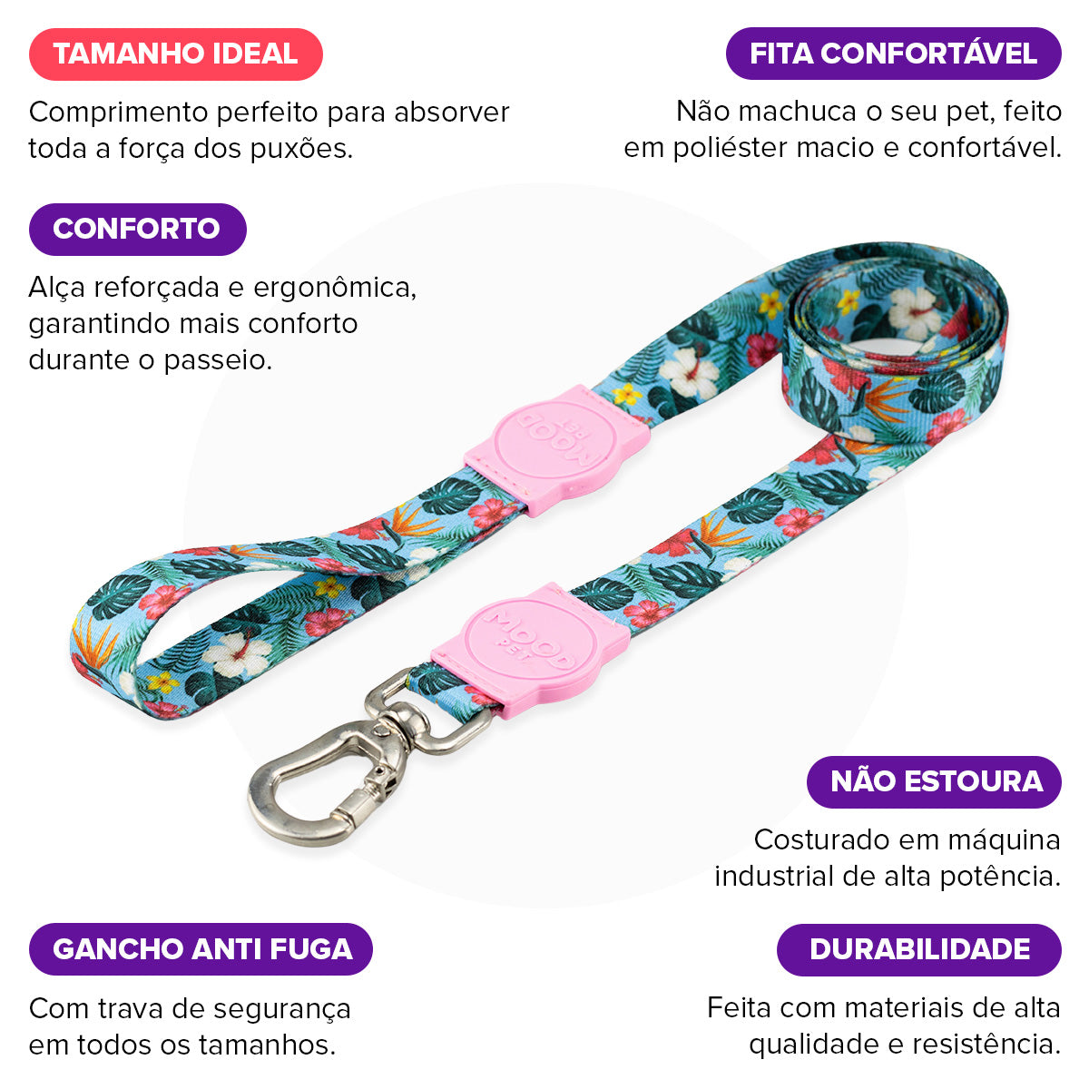Guia Longa 5 Metros para Cachorros Sunny Rose Mood Pet
