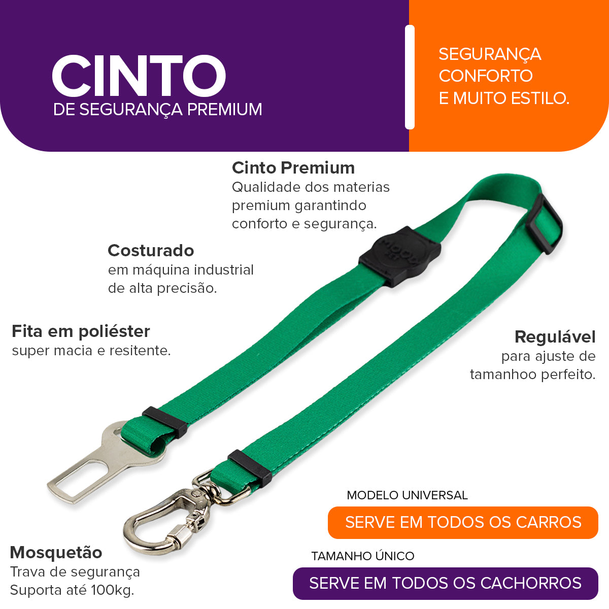 Cinto de Segurança Pet Green Mood Pet