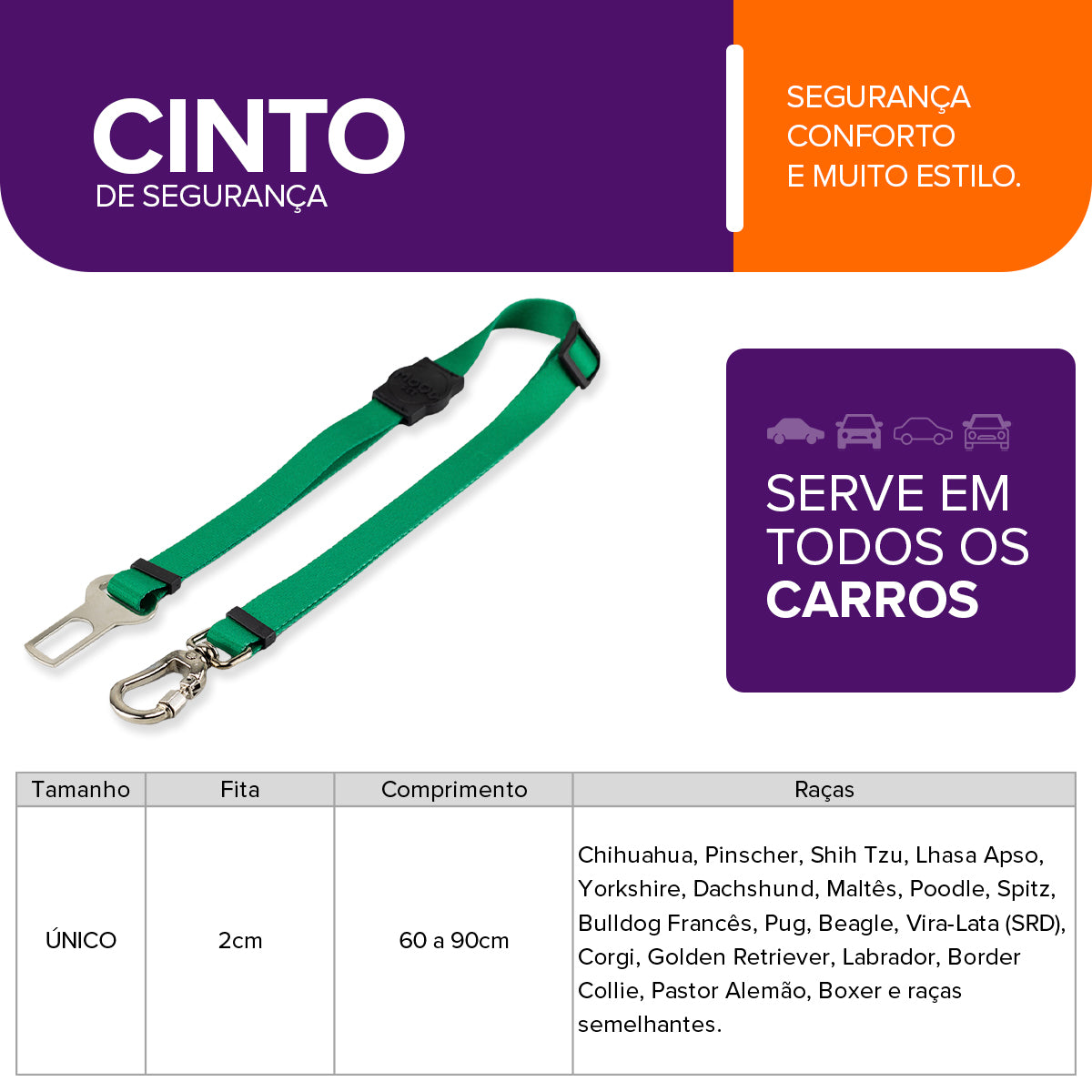 Cinto de Segurança Pet Green Mood Pet