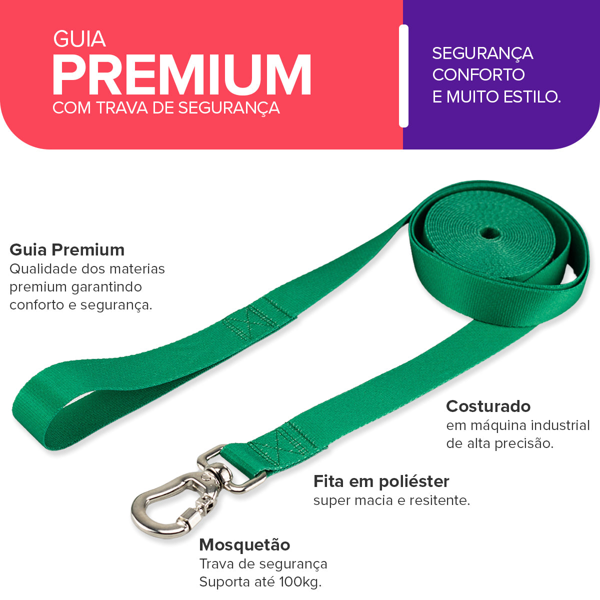 Guia Longa 10 Metros para Cachorros Verde Basic Pet