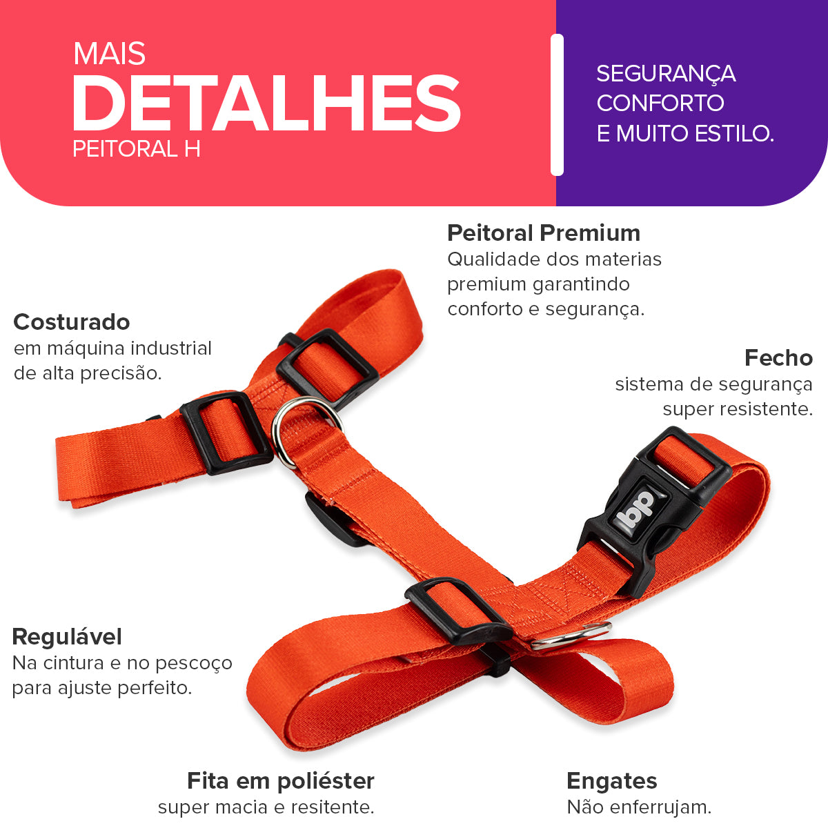 Peitoral para Cachorros H Vermelho Basic Pet