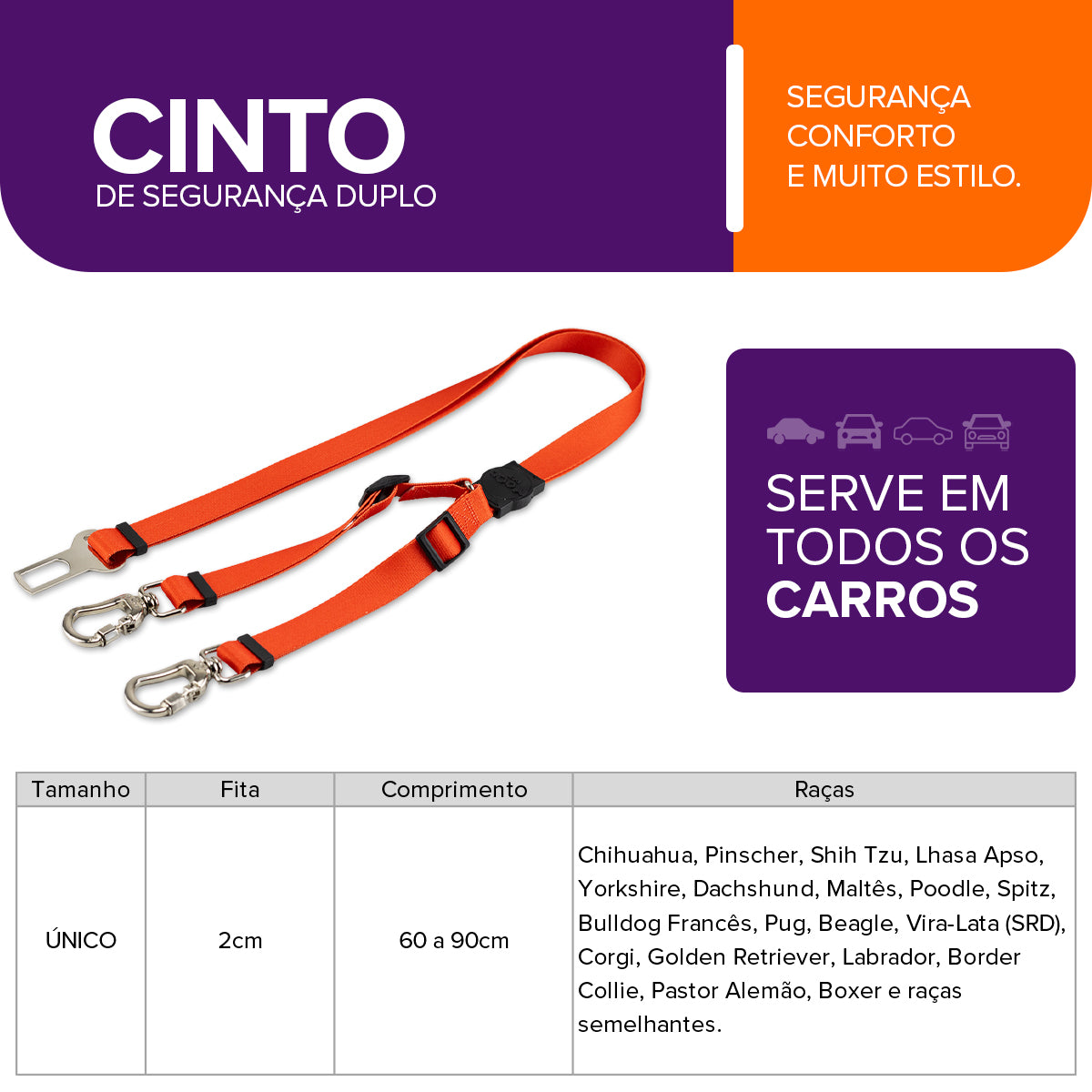 Cinto de Segurança Duplo Red Mood Pet