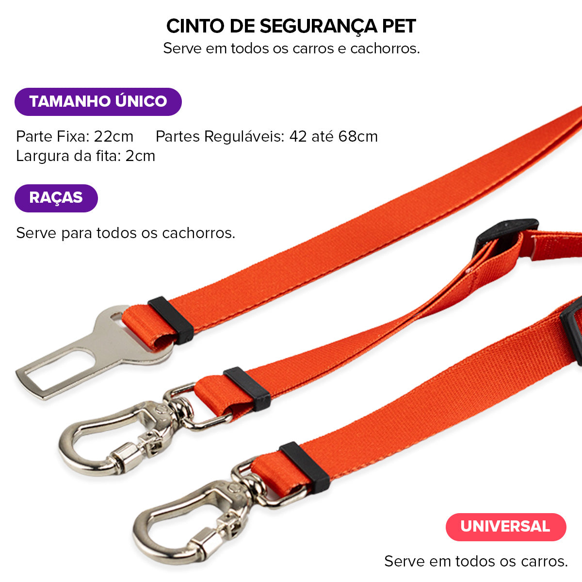 Cinto de Segurança Duplo Vermelho Basic Pet