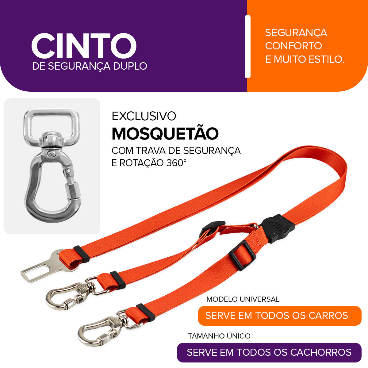 Cinto de Segurança Duplo Red Mood Pet