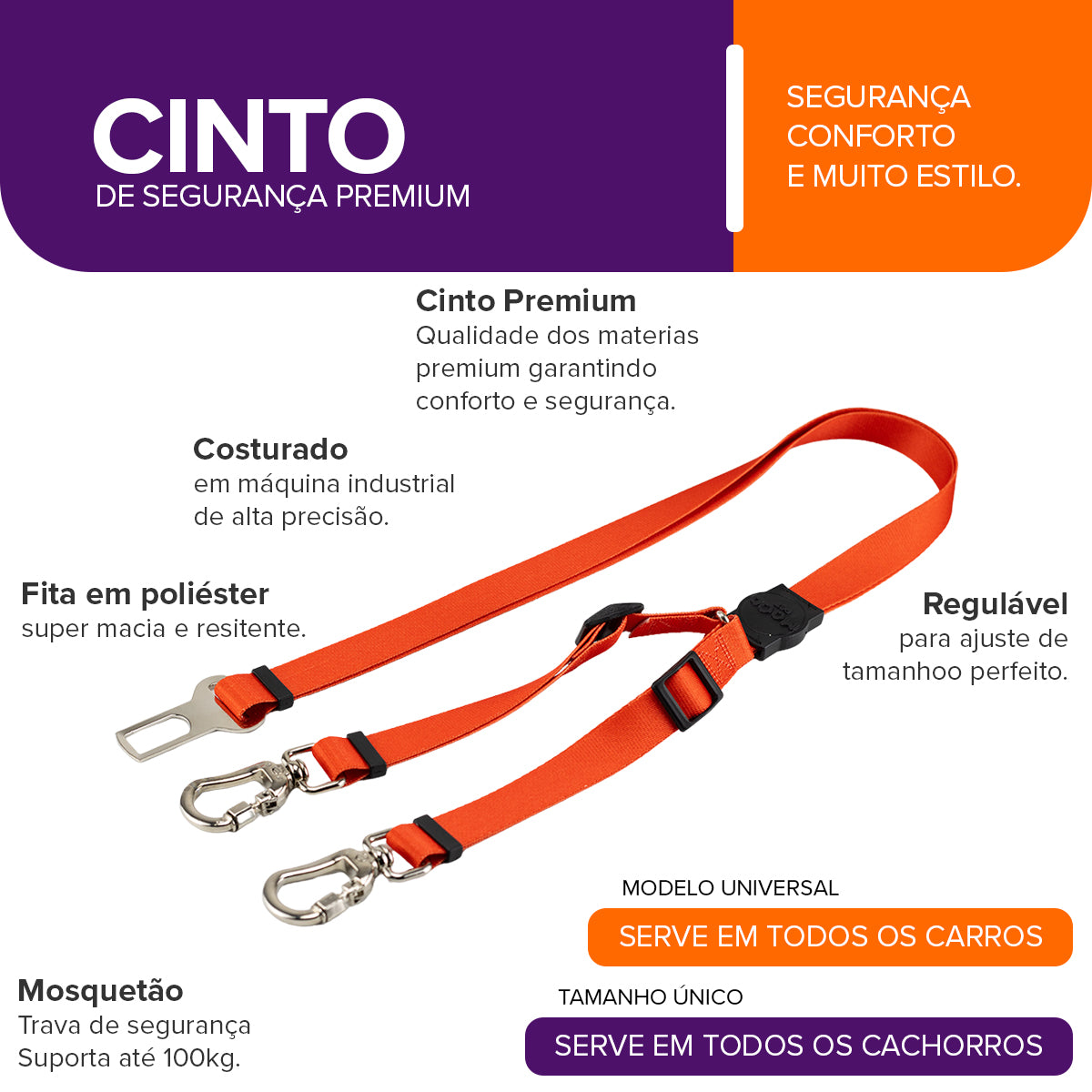 Cinto de Segurança Duplo Red Mood Pet