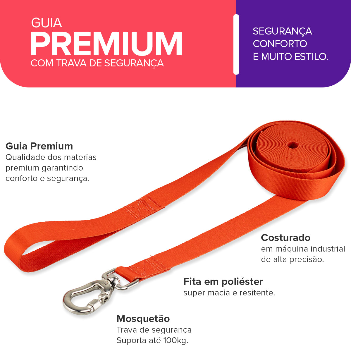 Guia Longa 10 Metros para Cachorros Vermelho Basic Pet