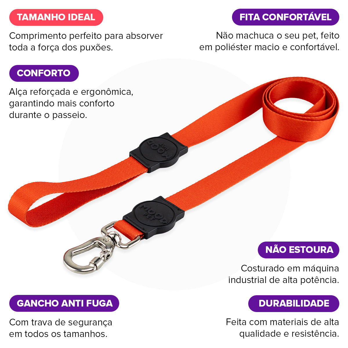 Guia Longa 2 Metros para Cachorros Red Mood Pet
