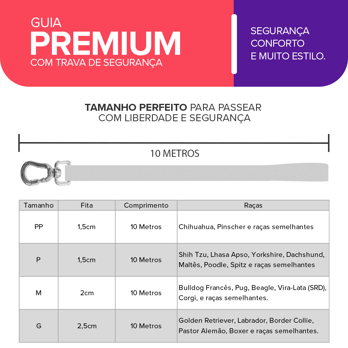Guia Longa 10 Metros para Cachorros Basic Pet