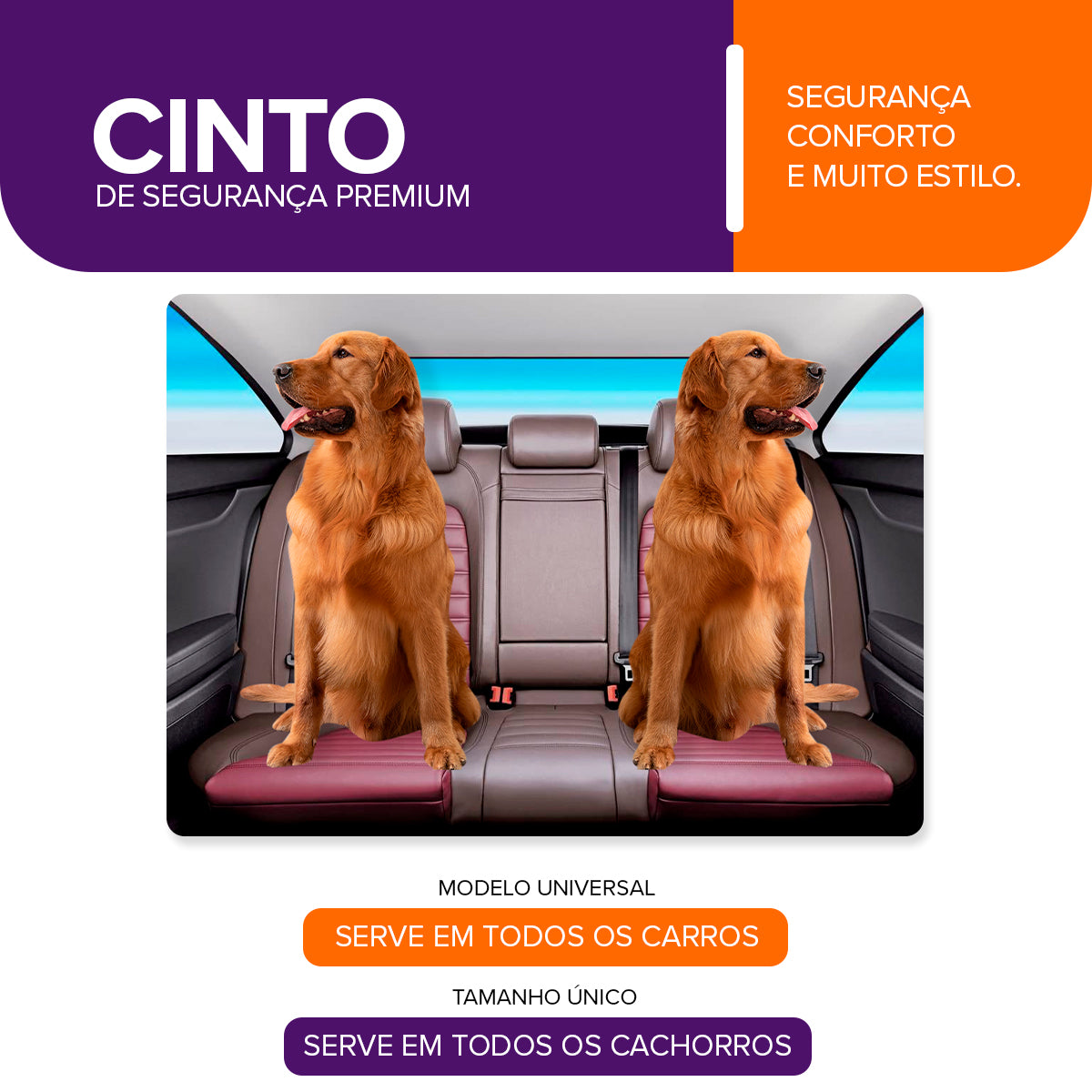 Cinto de Segurança Duplo Black Mood Pet