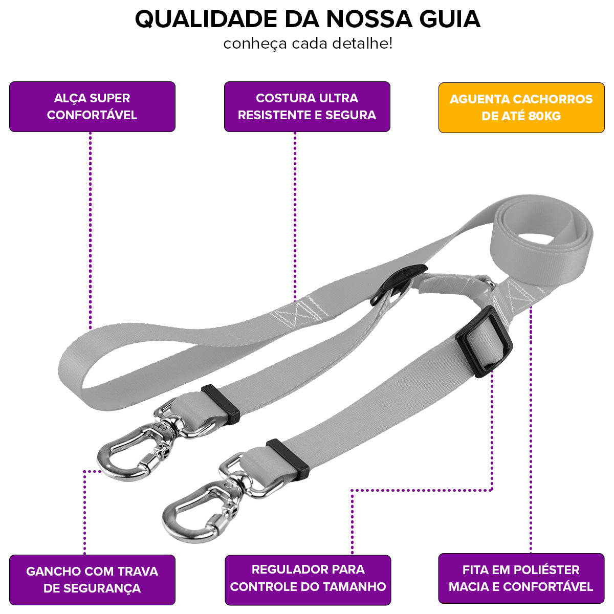 Guia Dupla para Cachorros Purple Mood Pet