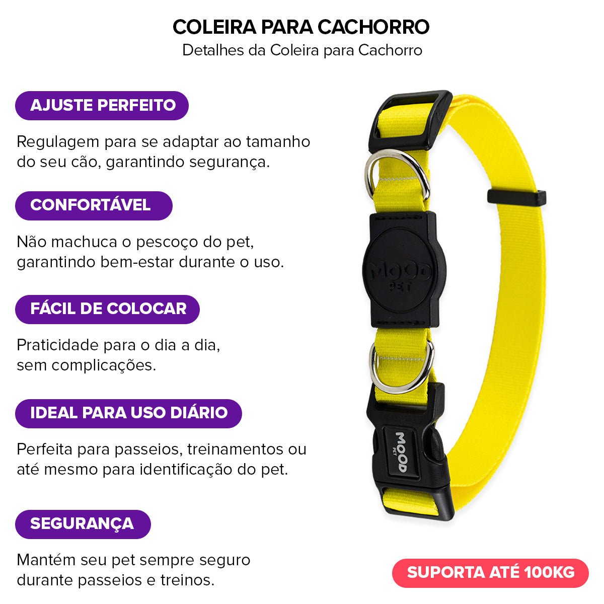Coleira para Cachorros Yellow Mood Pet