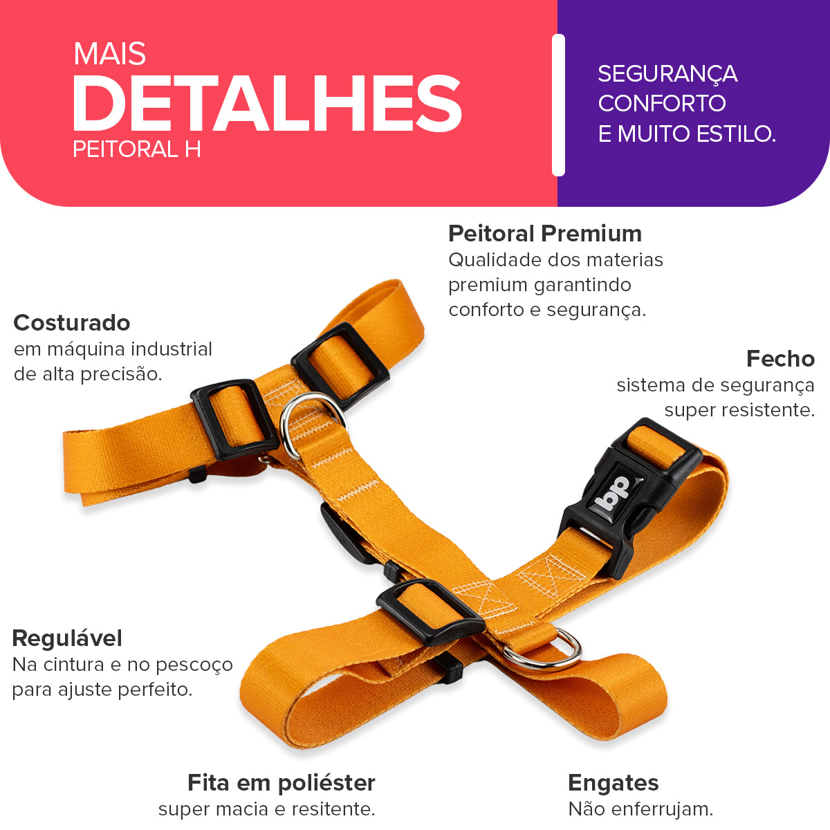 Peitoral para Cachorros H Caramelo Basic Pet