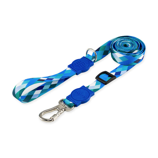 Guia Retrátil para Cachorros Quadriculada Azul Dog Trip Brasil